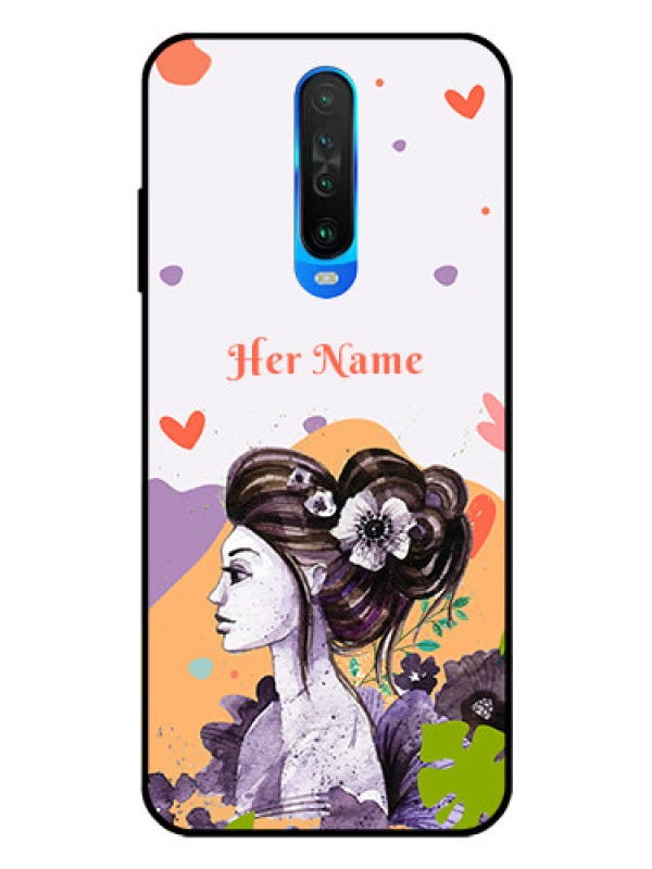 Custom Poco X2 Personalized Glass Phone Case - Woman And Nature Design