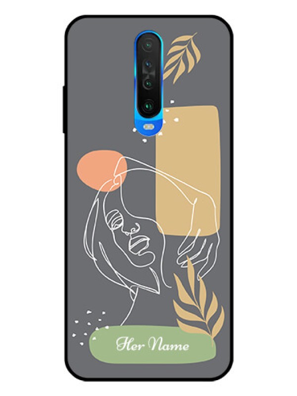 Custom Poco X2 Custom Glass Phone Case - Gazing Woman line art Design
