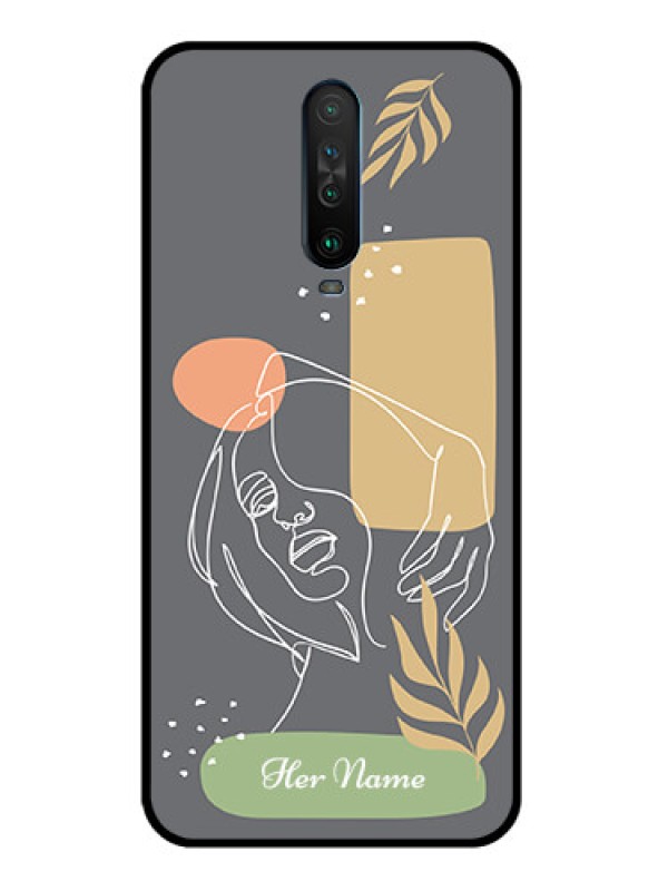 Custom Poco X2 Custom Glass Phone Case - Gazing Woman line art Design