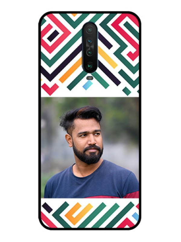 Custom Poco X2 Personalized Glass Phone Case - Colorful Maze Pattern Design