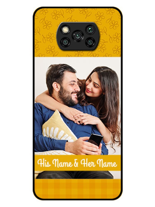 Custom Poco X3 Pro Custom Glass Mobile Case  - Yellow Floral Design