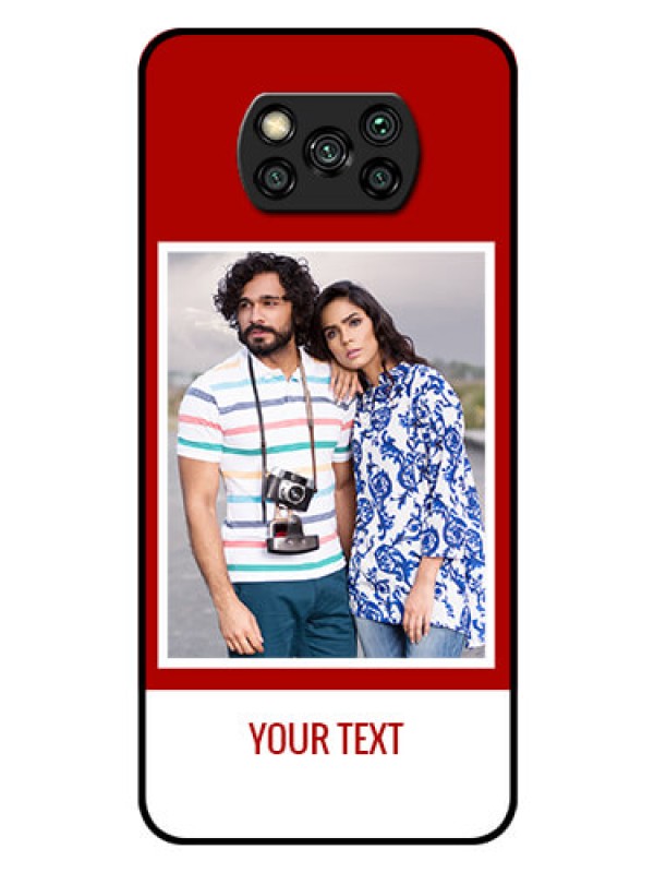 Custom Poco X3 Pro Personalized Glass Phone Case  - Simple Red Color Design