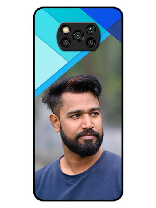 Custom Poco X3 Pro Custom Glass Phone Case  - Blue Pattern Design