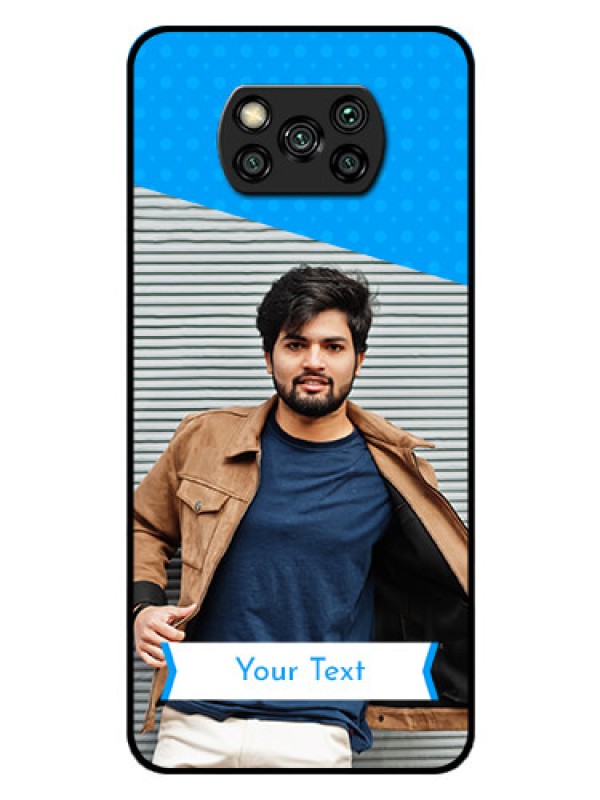 Custom Poco X3 Pro Photo Printing on Glass Case  - Simple Blue Color Design