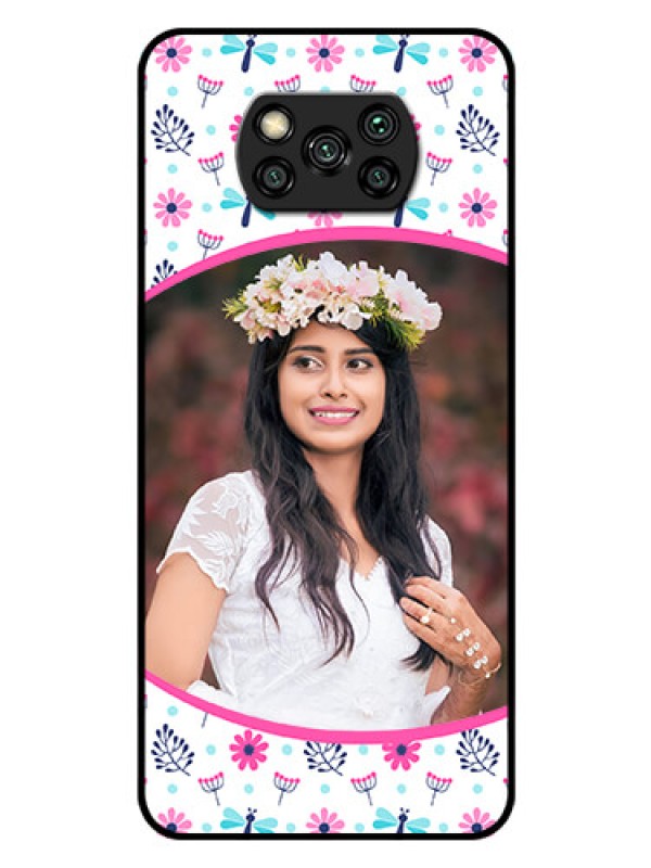 Custom Poco X3 Pro Photo Printing on Glass Case  - Colorful Flower Design