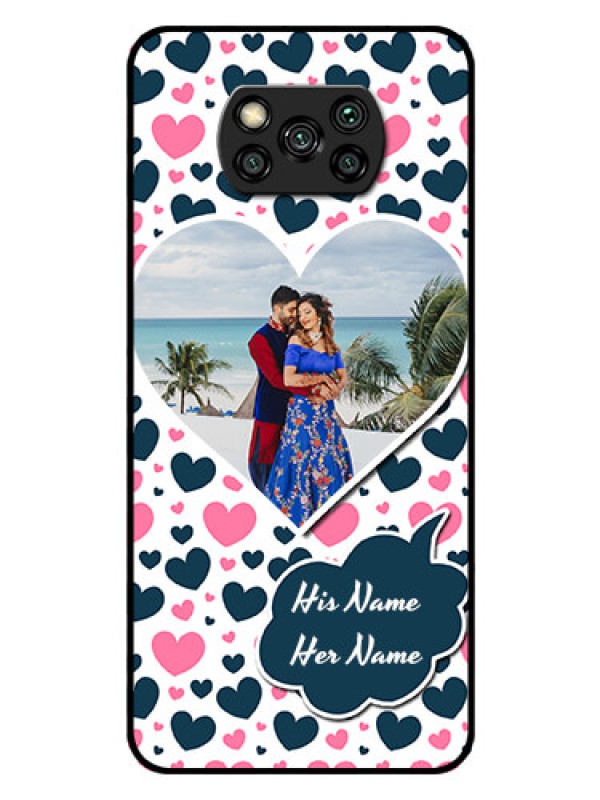 Custom Poco X3 Pro Custom Glass Phone Case  - Pink & Blue Heart Design