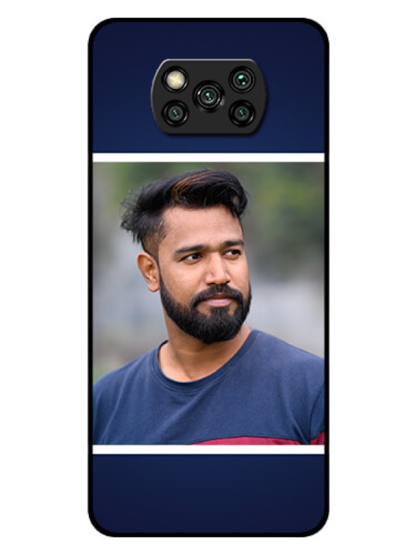 Custom Poco X3 Pro Personalized Glass Phone Case  - Simple Royal Blue Design