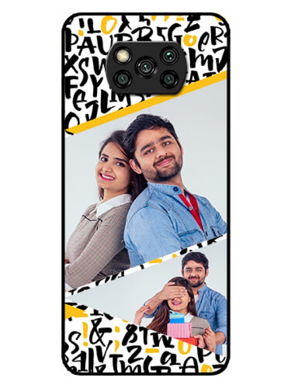 Custom Poco X3 Pro Custom Glass Mobile Case  - Letters Pattern Design