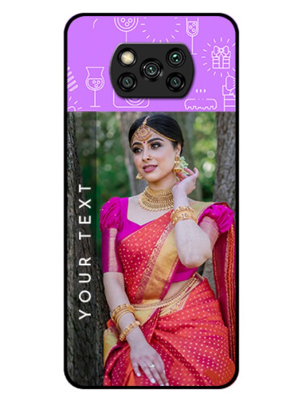 Custom Poco X3 Pro Custom Glass Mobile Case  - Birthday Icons Design