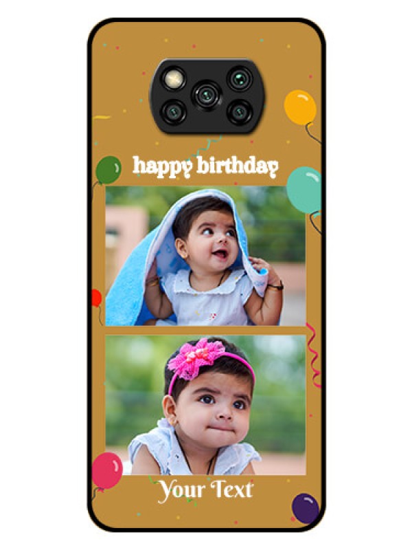Custom Poco X3 Pro Personalized Glass Phone Case  - Image Holder with Birthday Celebrations Design