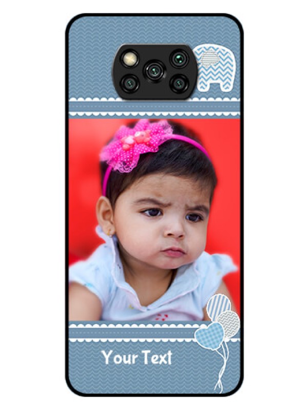 Custom Poco X3 Pro Photo Printing on Glass Case  - with Kids Pattern Design
