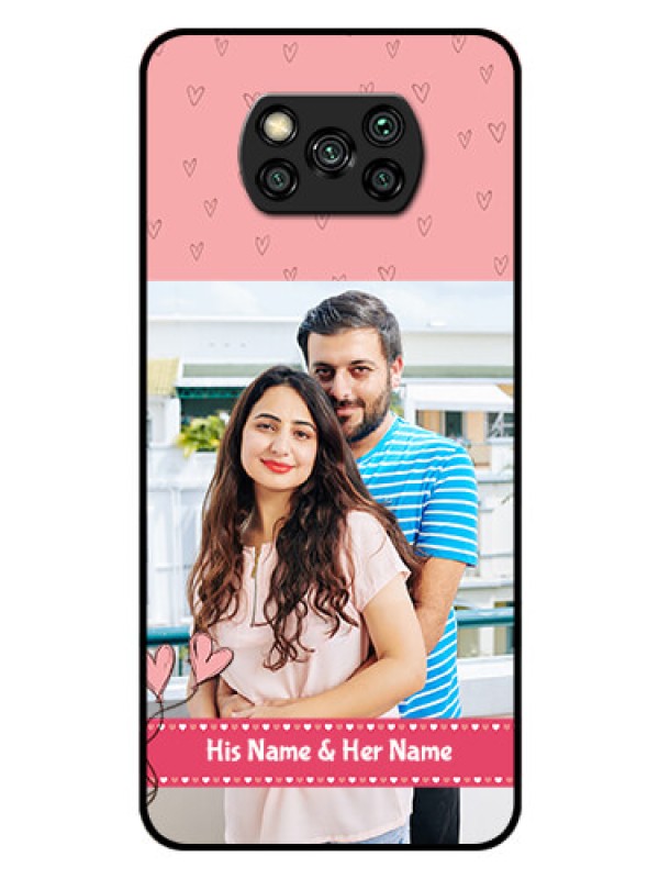 Custom Poco X3 Pro Personalized Glass Phone Case  - Love Design Peach Color