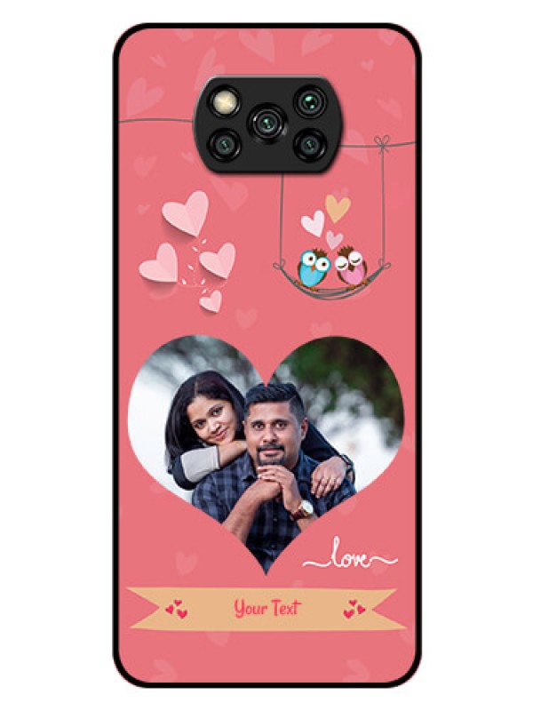 Custom Poco X3 Pro Personalized Glass Phone Case  - Peach Color Love Design 