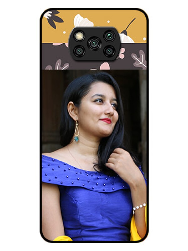 Custom Poco X3 Pro Custom Glass Phone Case  - Stylish Floral Design