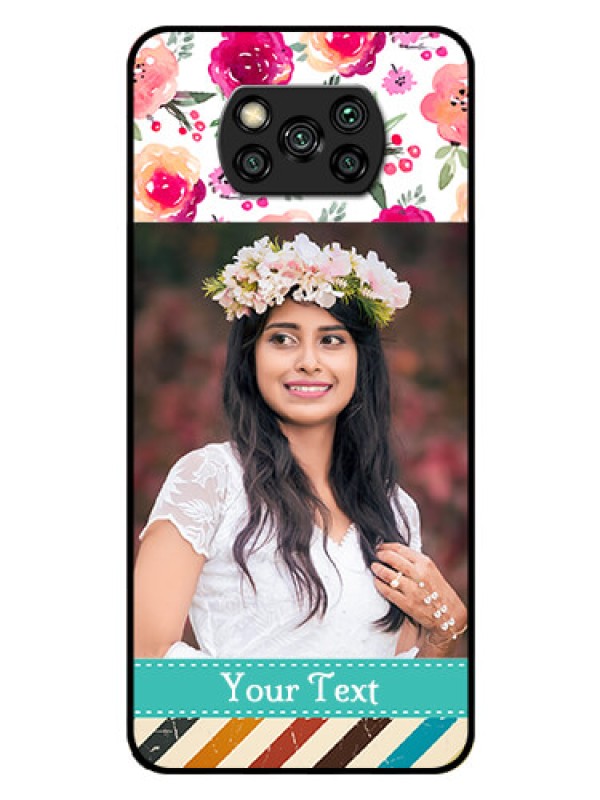 Custom Poco X3 Pro Custom Glass Phone Case  - Watercolor Floral Design