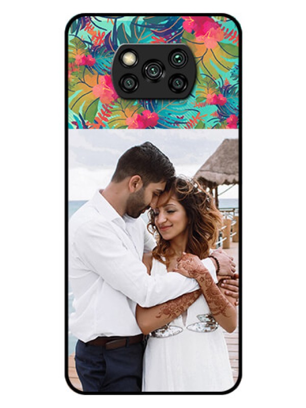 Custom Poco X3 Pro Photo Printing on Glass Case  - Watercolor Floral Design