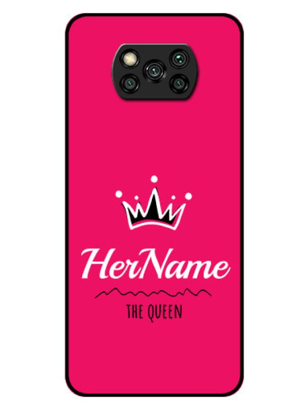 Custom Poco X3 Pro Glass Phone Case Queen with Name