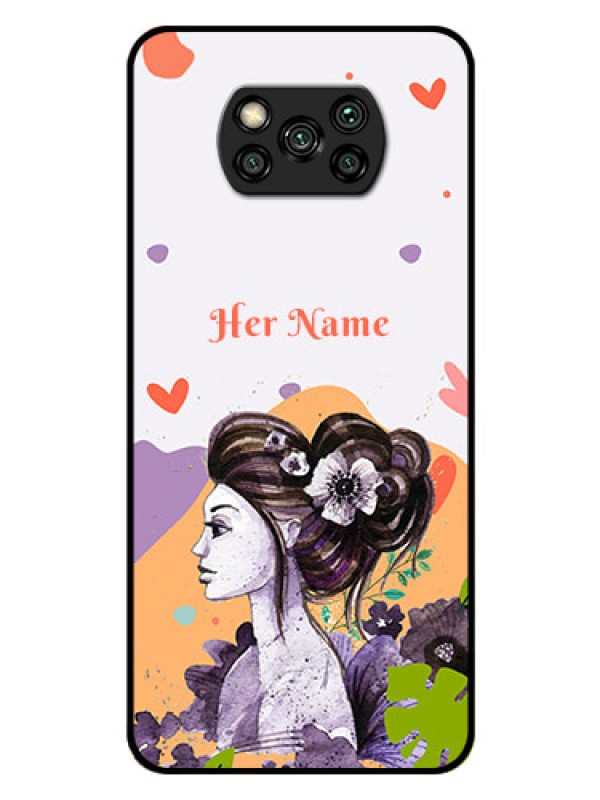 Custom Poco X3 Pro Personalized Glass Phone Case - Woman And Nature Design