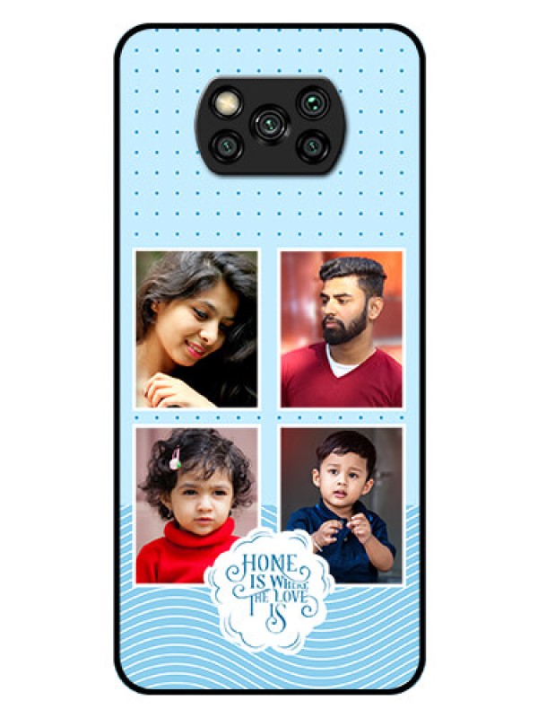 Custom Poco X3 Pro Custom Glass Phone Case - Cute love quote with 4 pic upload Design