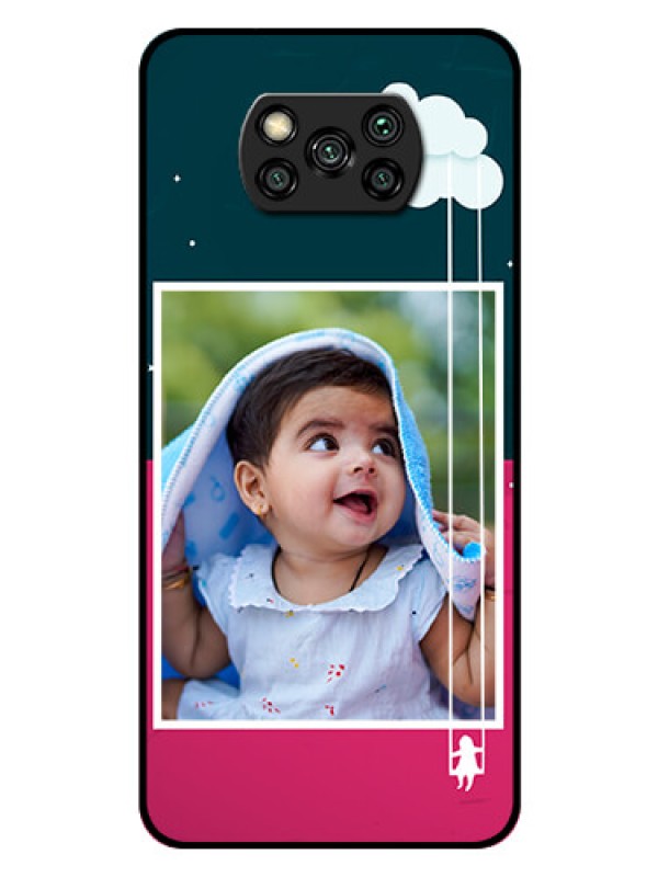 Custom Poco X3 Custom Glass Phone Case  - Cute Girl with Cloud Design