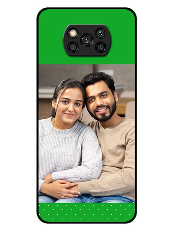 Custom Poco X3 Personalized Glass Phone Case  - Green Pattern Design