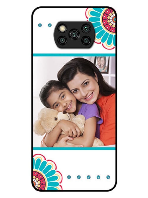 Custom Poco X3 Custom Glass Phone Case  - Flower Design