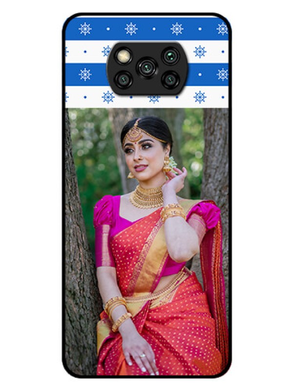 Custom Poco X3 Photo Printing on Glass Case  - Snow Pattern Design