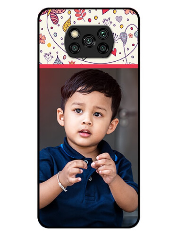 Custom Poco X3 Custom Glass Mobile Case  - Premium Floral Design