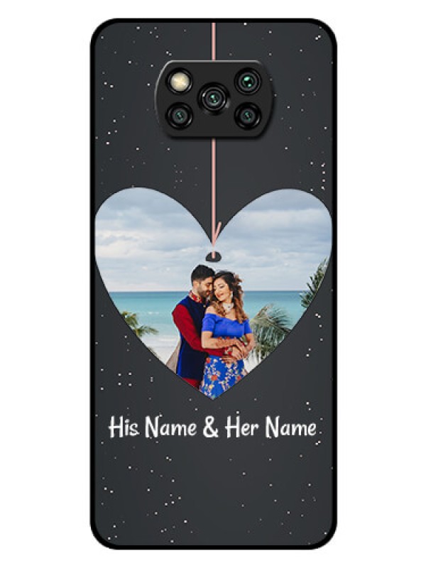 Custom Poco X3 Custom Glass Phone Case  - Hanging Heart Design