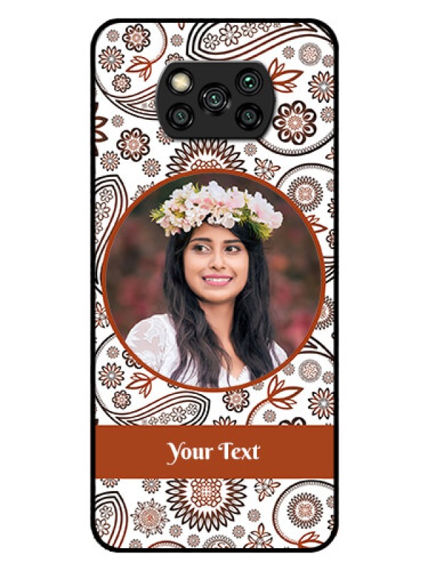 Custom Poco X3 Custom Glass Mobile Case  - Abstract Floral Design 