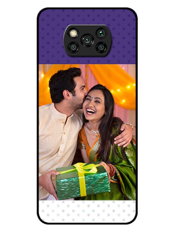 Custom Poco X3 Personalized Glass Phone Case  - Violet Pattern Design