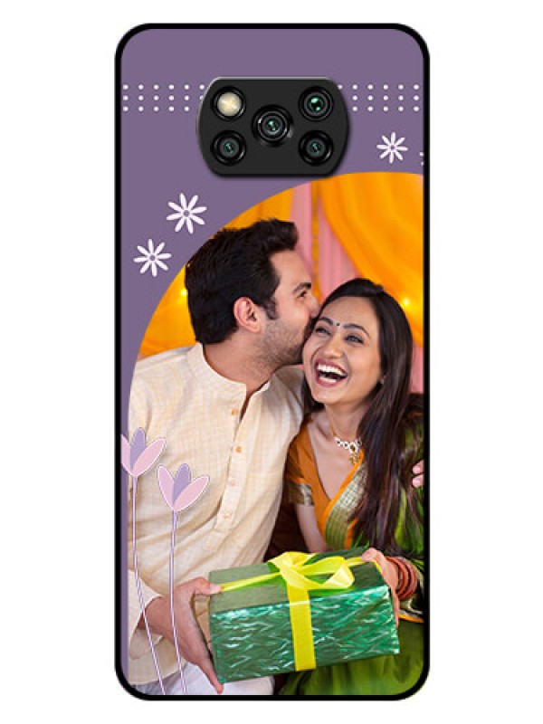 Custom Poco X3 Custom Glass Mobile Case  - Lavender flowers design 