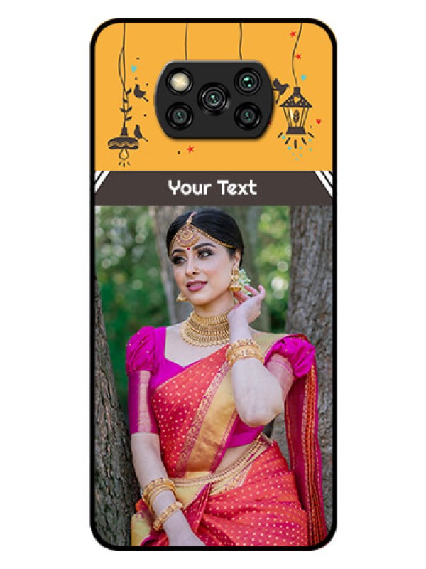 Custom Poco X3 Custom Glass Mobile Case  - with Family Picture and Icons 