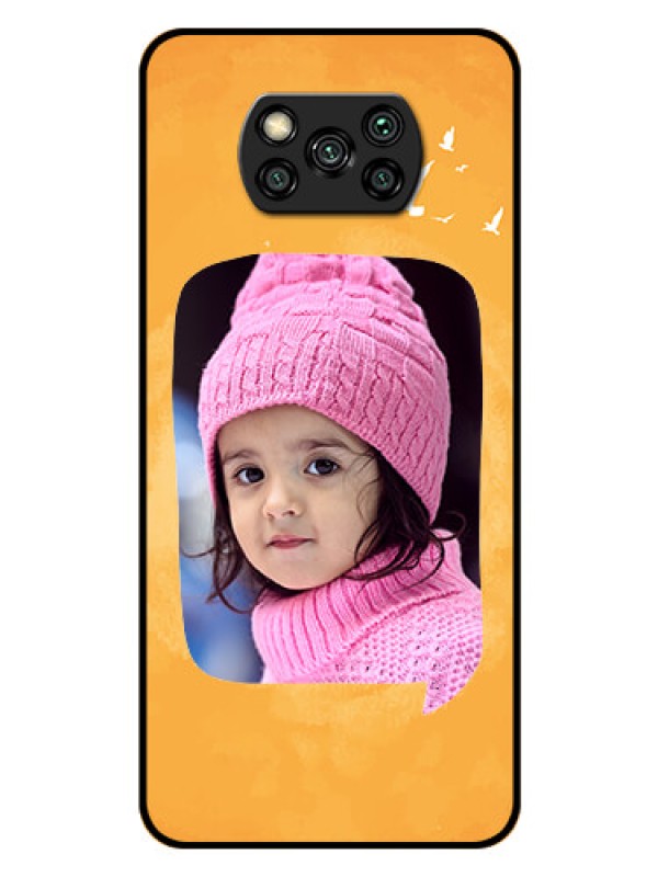 Custom Poco X3 Personalized Glass Phone Case  - Water Color Design with Bird Icons