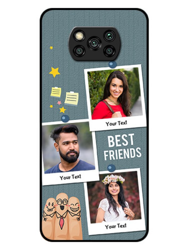 Custom Poco X3 Personalized Glass Phone Case  - Sticky Frames and Friendship Design