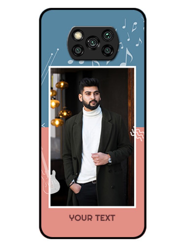 Custom Poco X3 Photo Printing on Glass Case  - with Color Musical Note Design