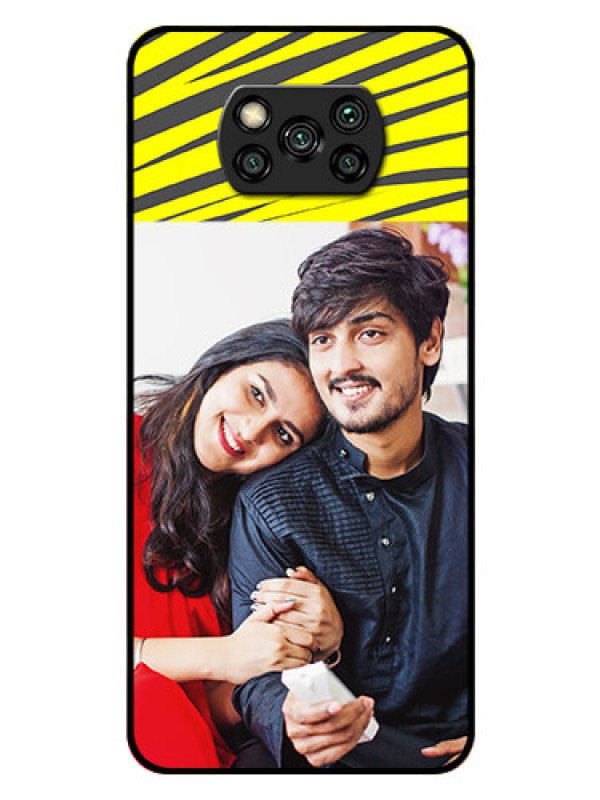 Custom Poco X3 Photo Printing on Glass Case  - Yellow Abstract Design