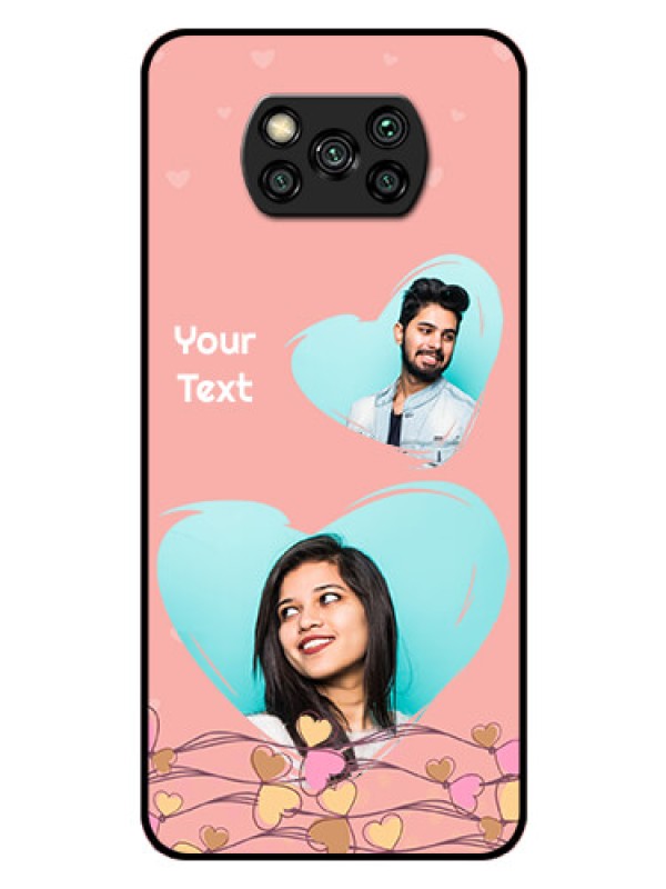 Custom Poco X3 Custom Glass Mobile Case  - Love Doodle Design
