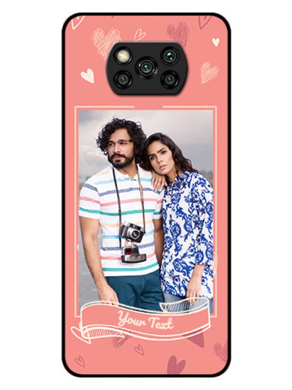 Custom Poco X3 Custom Glass Phone Case  - Love doodle art Design