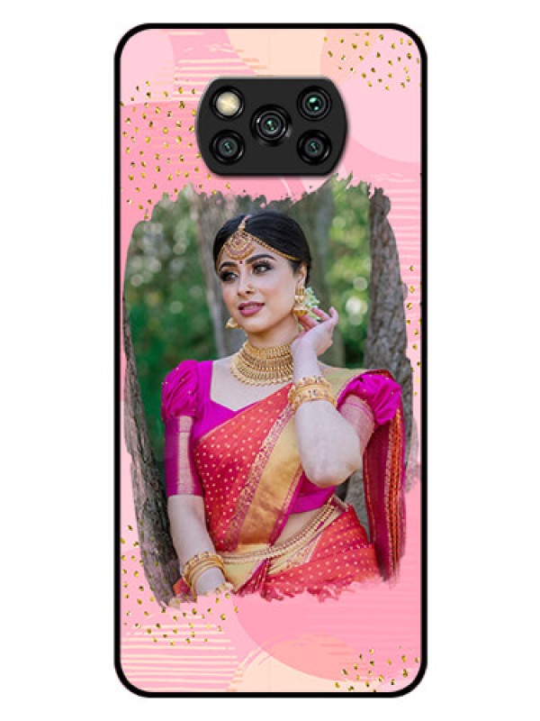 Custom Poco X3 Personalized Glass Phone Case  - Gold Glitter Splash Design