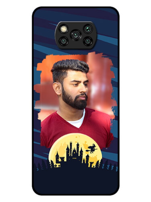 Custom Poco X3 Photo Printing on Glass Case  - Halloween Witch Design 