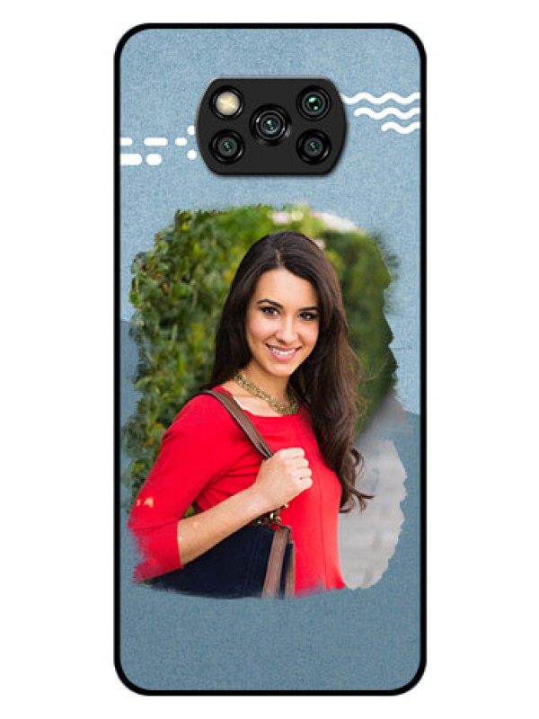 Custom Poco X3 Custom Glass Mobile Case  - Grunge Line Art Design