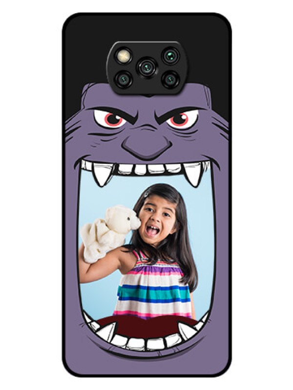 Custom Poco X3 Custom Glass Phone Case  - Angry Monster Design