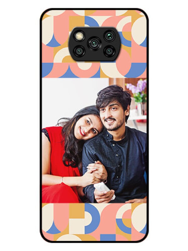 Custom Poco X3 Photo Printing on Glass Case - Semi-circle Maze Pattern Design