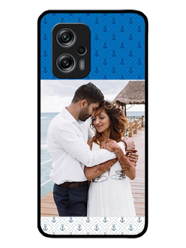 Custom Poco X4 Gt 5G Photo Printing on Glass Case - Blue Anchors Design