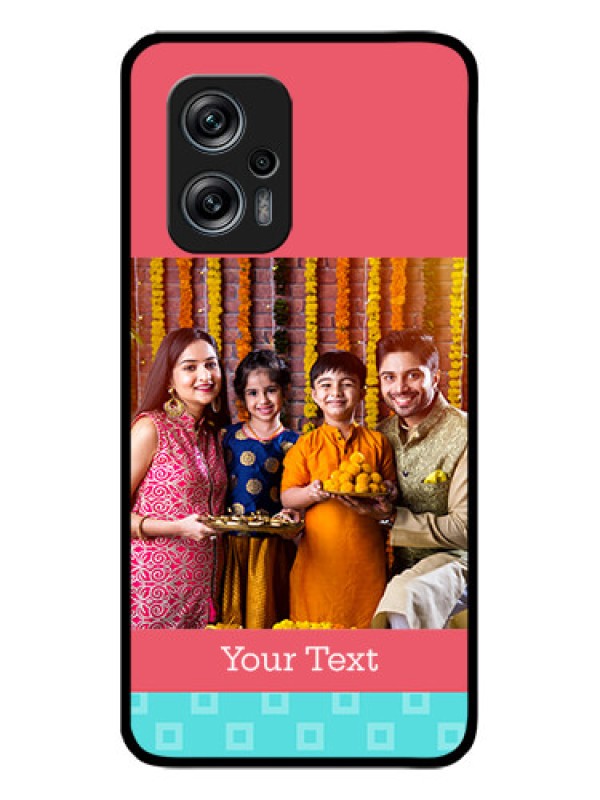 Custom Poco X4 Gt 5G Personalized Glass Phone Case - Peach & Blue Color Design