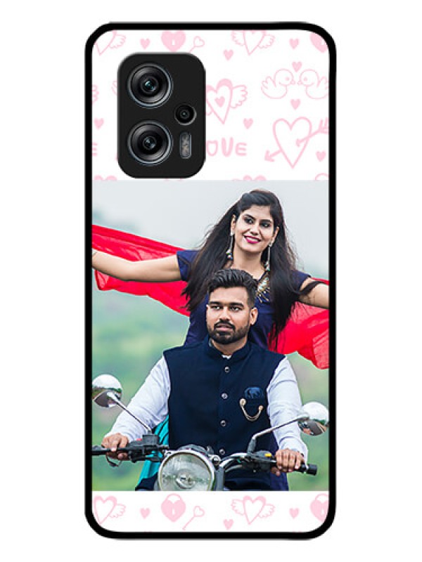 Custom Poco X4 Gt 5G Custom Glass Mobile Case - Pink Flying Heart Design