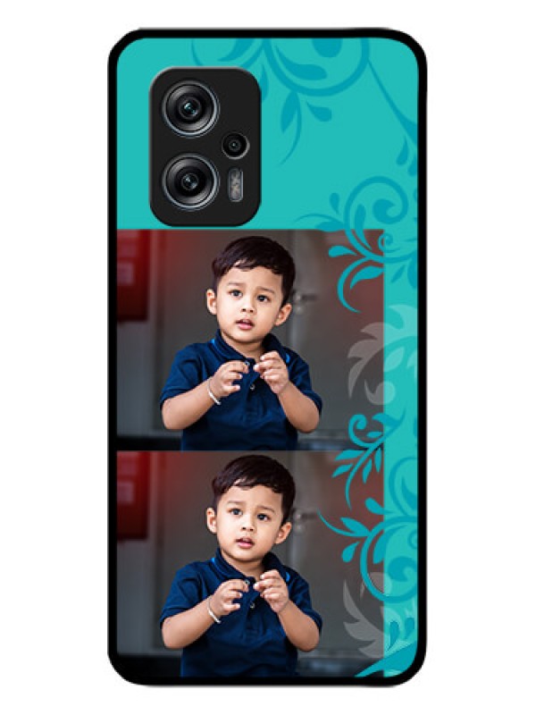 Custom Poco X4 Gt 5G Personalized Glass Phone Case - with Photo and Green Floral Design