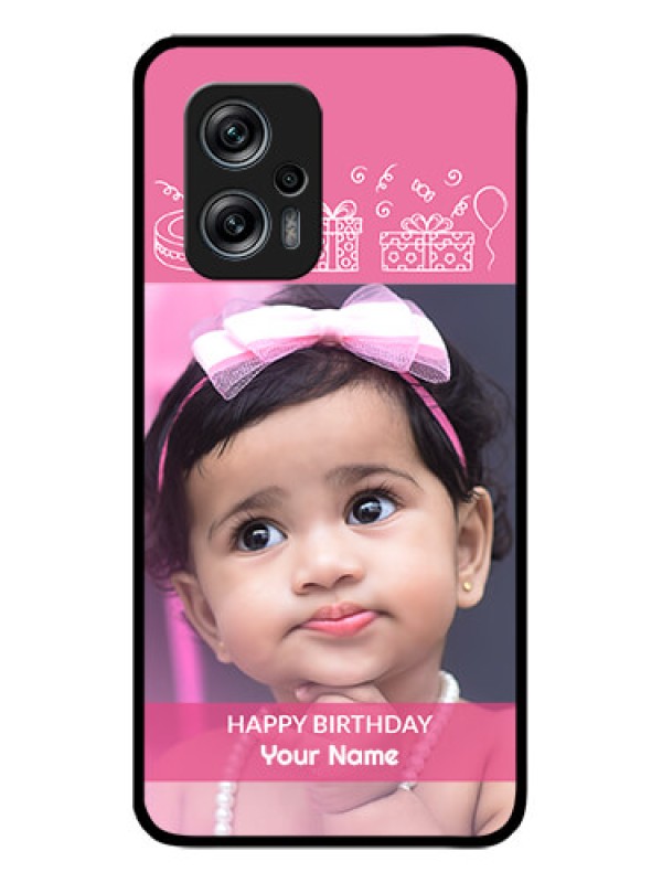 Custom Poco X4 Gt 5G Photo Printing on Glass Case - with Birthday Line Art Design