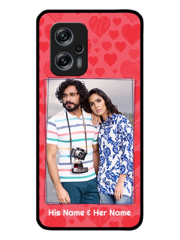 Custom Poco X4 Gt 5G Photo Printing on Glass Case - with Red Heart Symbols Design